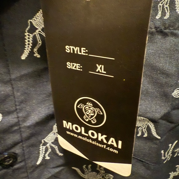MoLokai Blue Casual Button Down Shirt with Dino Fossil print Sz XL - Picture 5 of 5